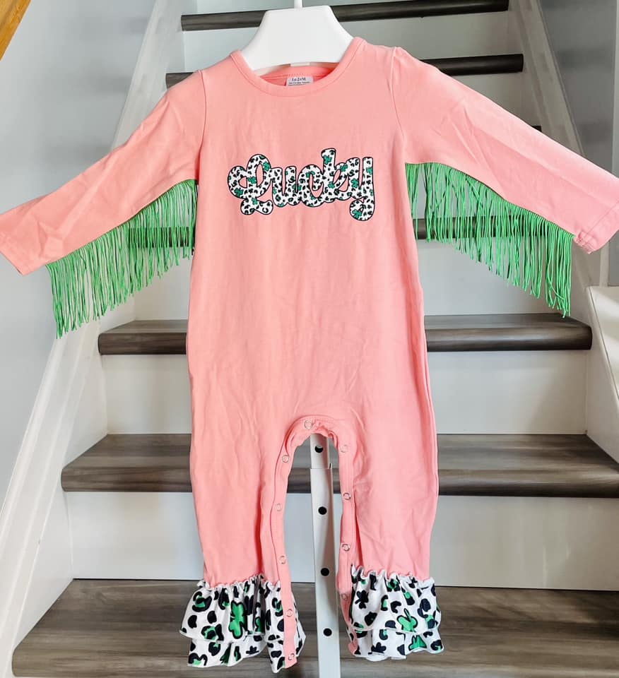 12-18 18-24 St. Patrick's Day Lucky Fringe Romper *CLOSEOUT SALE*