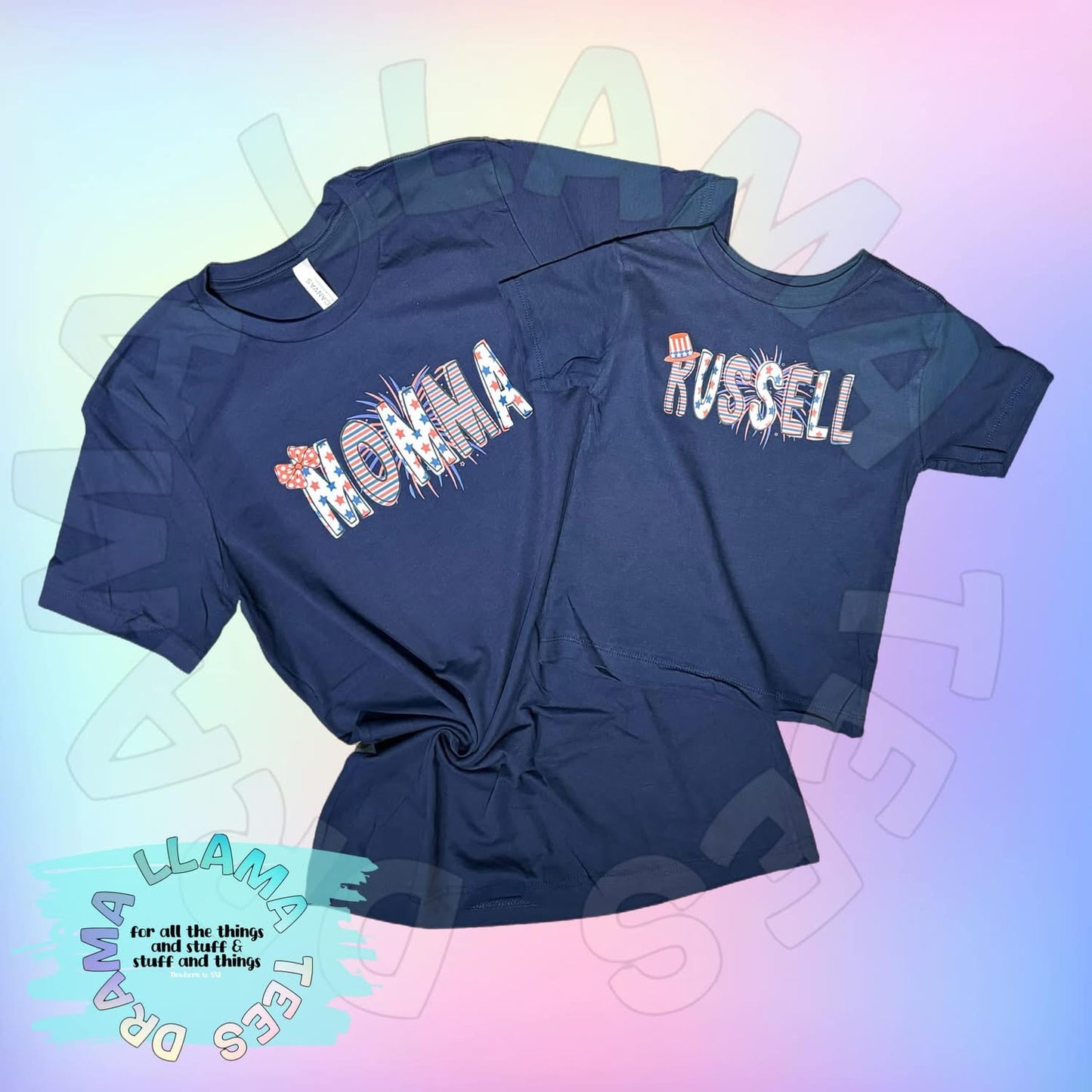 Fourth of July Name Tees *multiple color and pattern options*