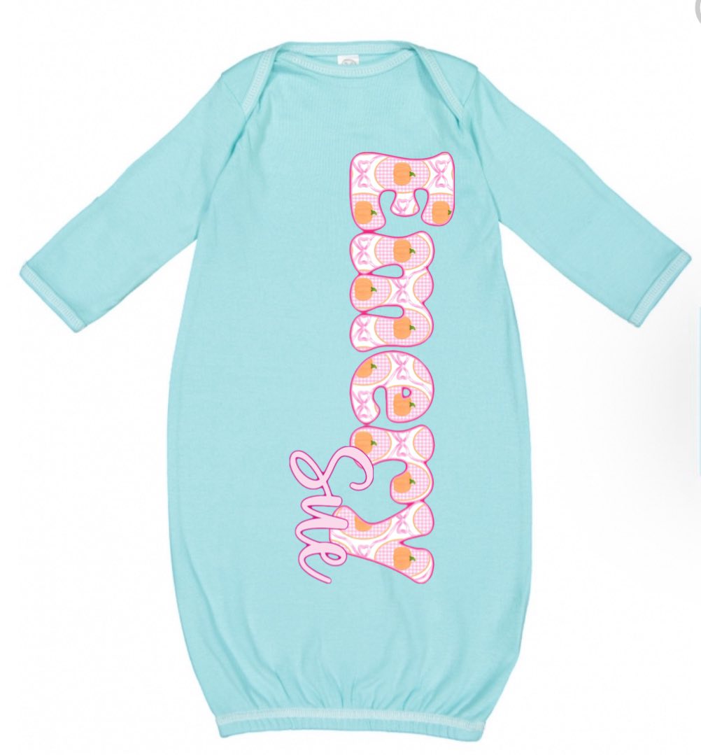 Newborn Personalized Pumpkin Plaid and Bows Layette *Pre-Order: 2-3 week TAT*