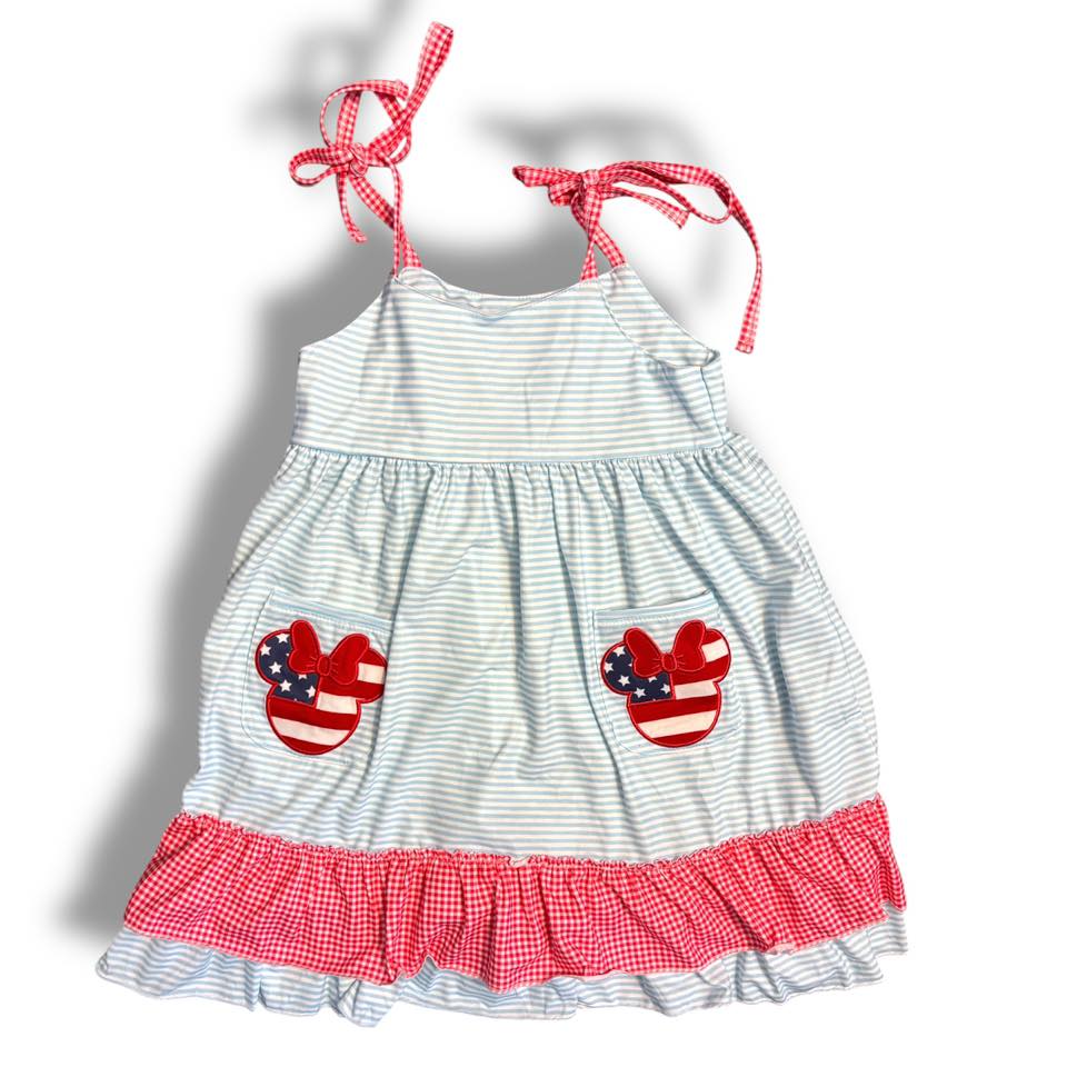 7 Embroidered RWB Mouse Dress *CLOSEOUT SALE*