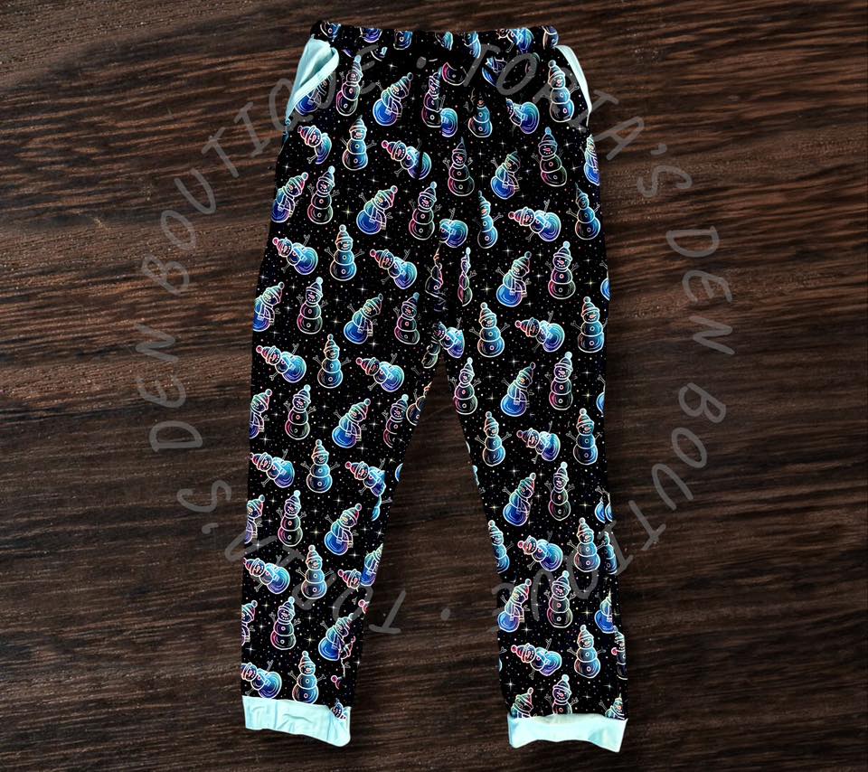 Adult Medium (Large), XL (2XL- 2) Colorful Snowman Lounge Pants- Ready to Ship!