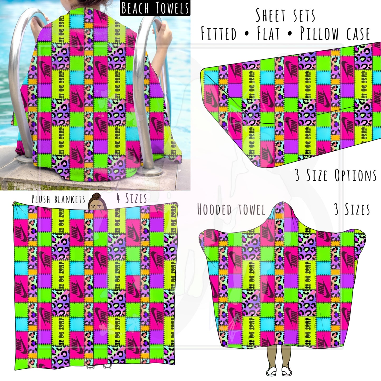 Neon Animal Print Sport Personalized Items ~ Sheets, Pillowcases, Blankets, Towels ~