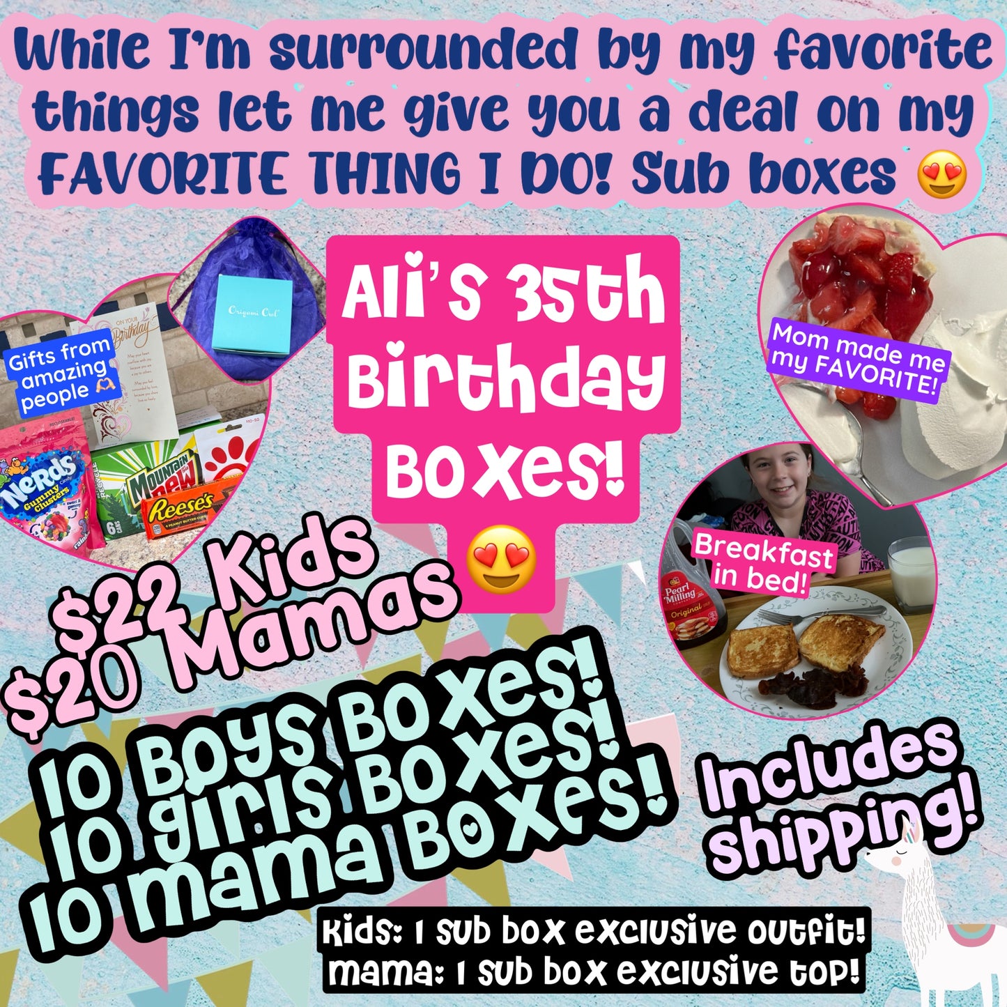 *2 Adult 5 Boys Left!* Ali's 35th Birthday 1 Time Sub Box Deal