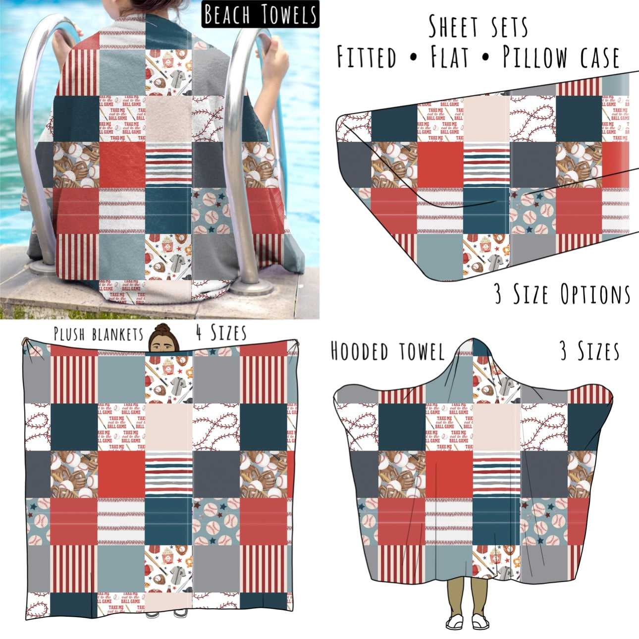 Baseball Quilt Personalized Items ~ Sheets, Pillowcases, Blankets, Towels ~