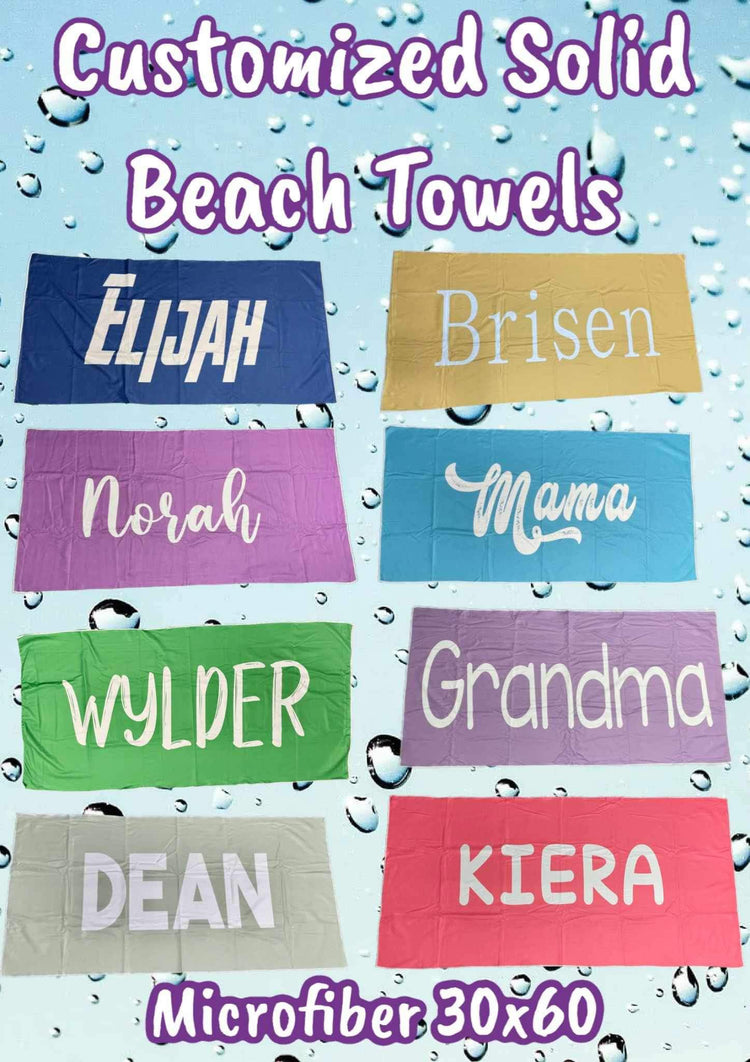 Solid Color Beach or Bath Towels -Personalized | Pre-Orders |