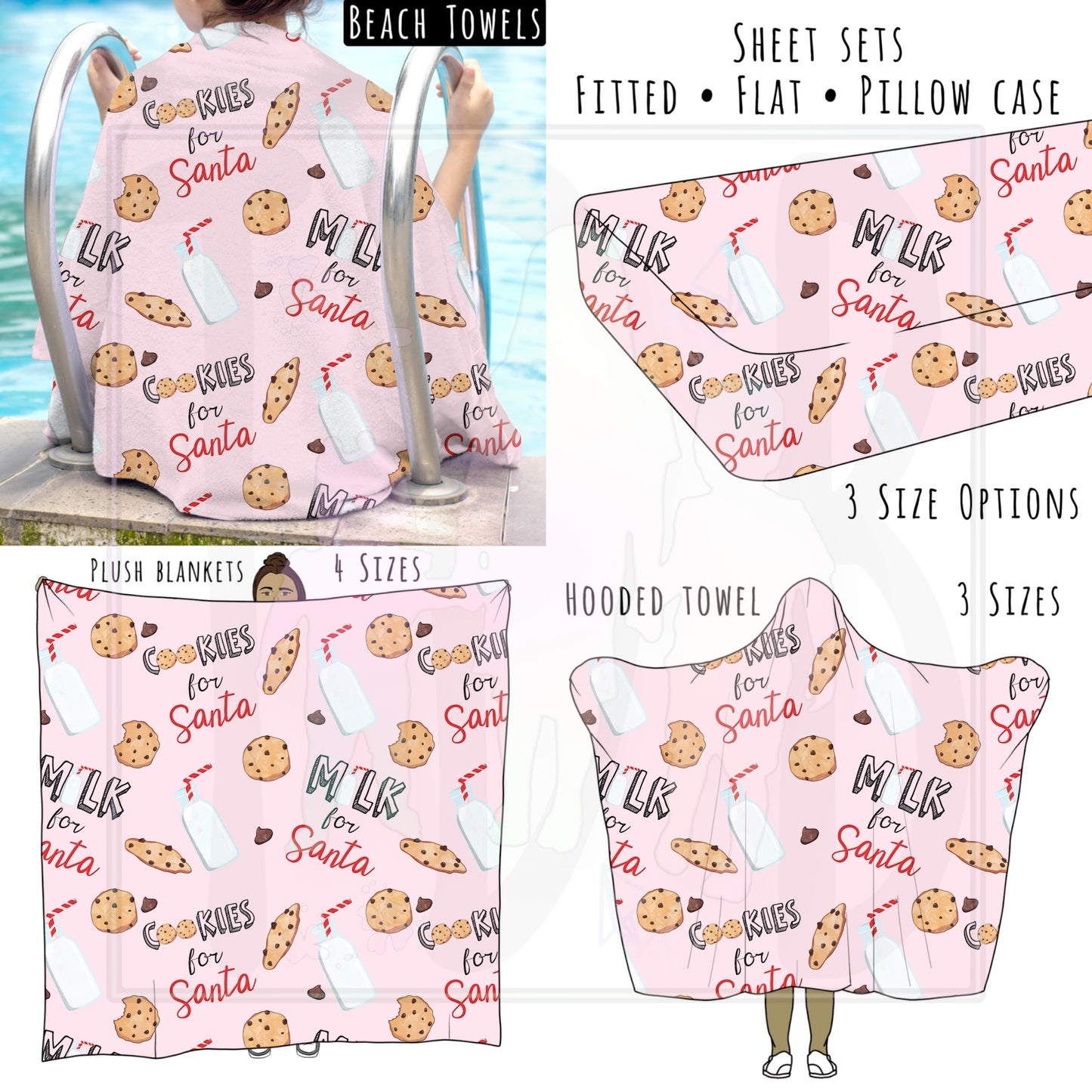 Pink Cookies and Milk 2025 Personalized Items ~ Sheets, Pillowcases, Blankets, Towels ~