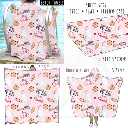 Pink Cookies and Milk 2025 Personalized Items ~ Sheets, Pillowcases, Blankets, Towels ~