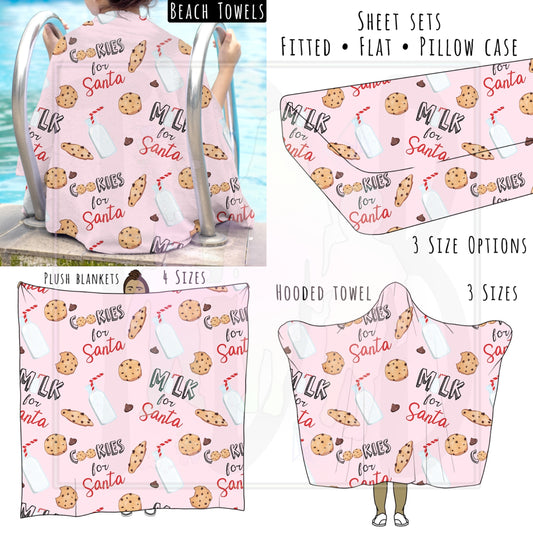 Pink Cookies and Milk 2025 Personalized Items ~ Sheets, Pillowcases, Blankets, Towels ~