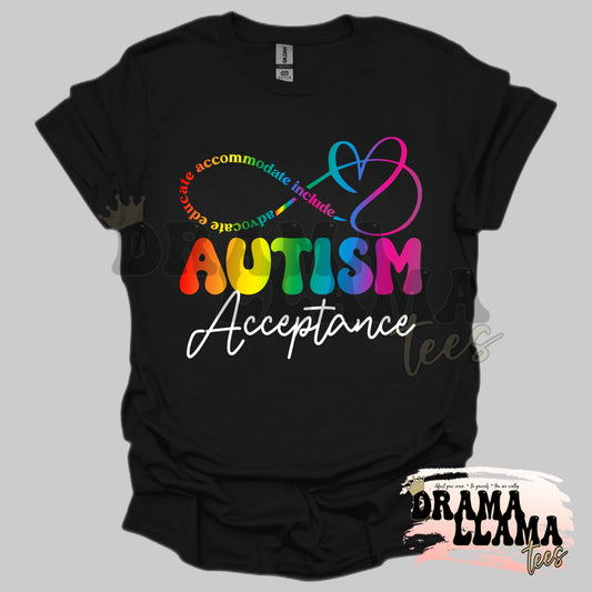 Autism Acceptance Infinity Rainbow Tees: DLTPO