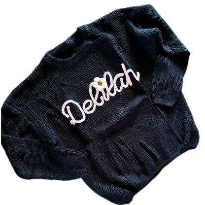 Oversized Hand Embroidered Thick Knit Sweaters