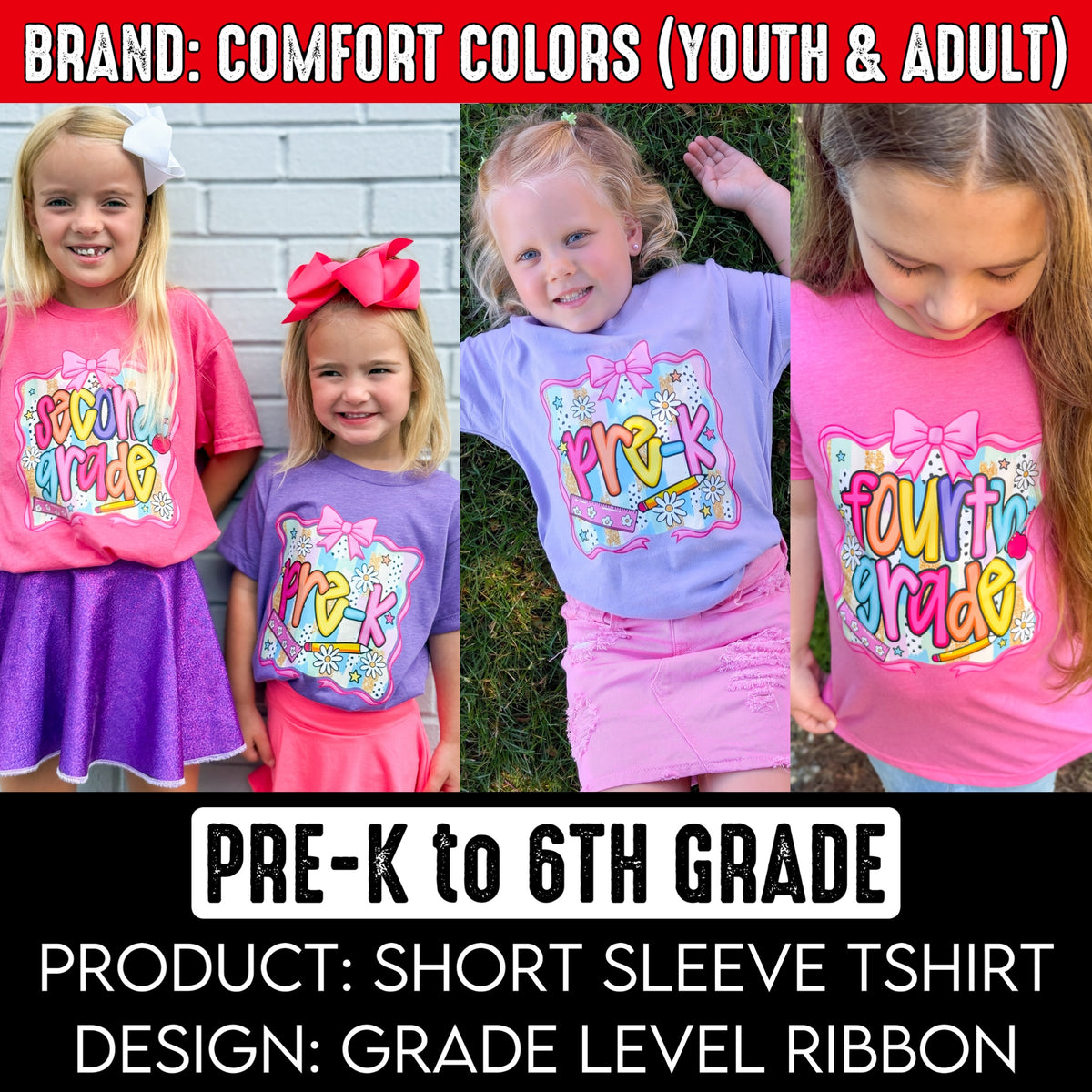 Colorful Ribbon Grades | Brand: Comfort Colors | Put GRADE & SIZE in note box! | Youth & Adult Sizes