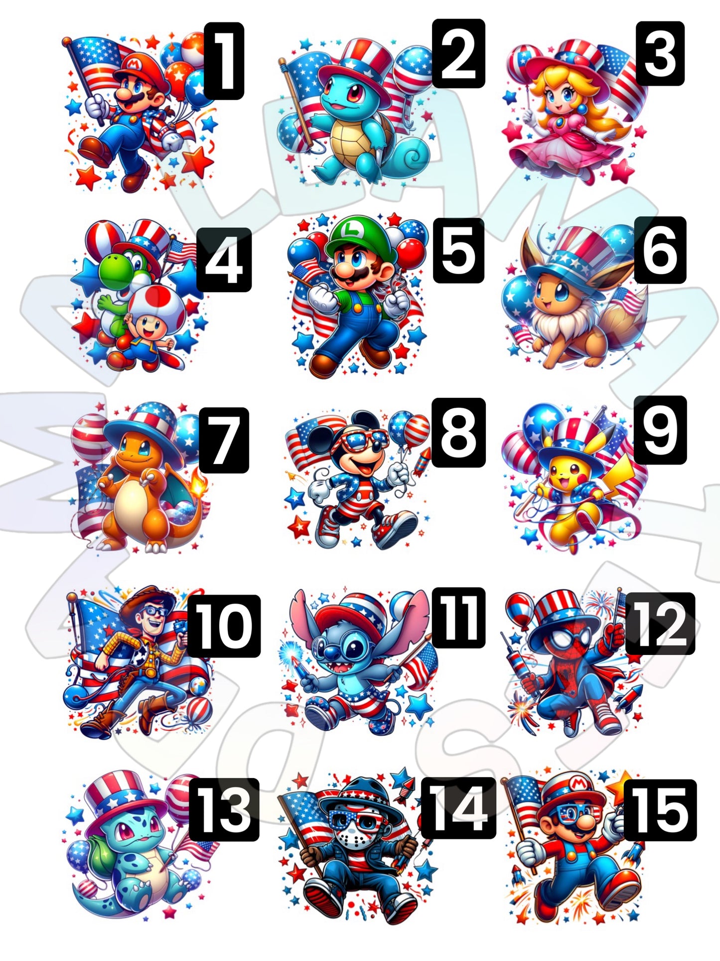 Fourth of July Character Tees *multiple color and pattern options*