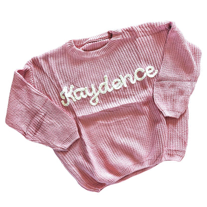 Oversized Hand Embroidered Thick Knit Sweaters