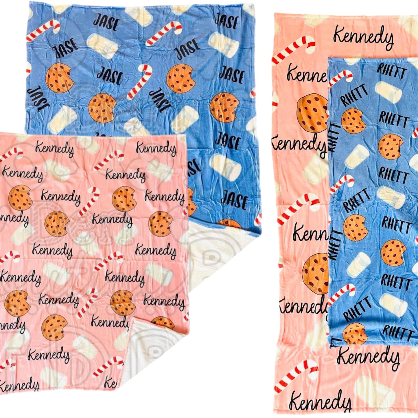 Name Cookies and Milk Pink - Personalized Items ~ Sheets, Pillowcases, Blankets, Towels ~
