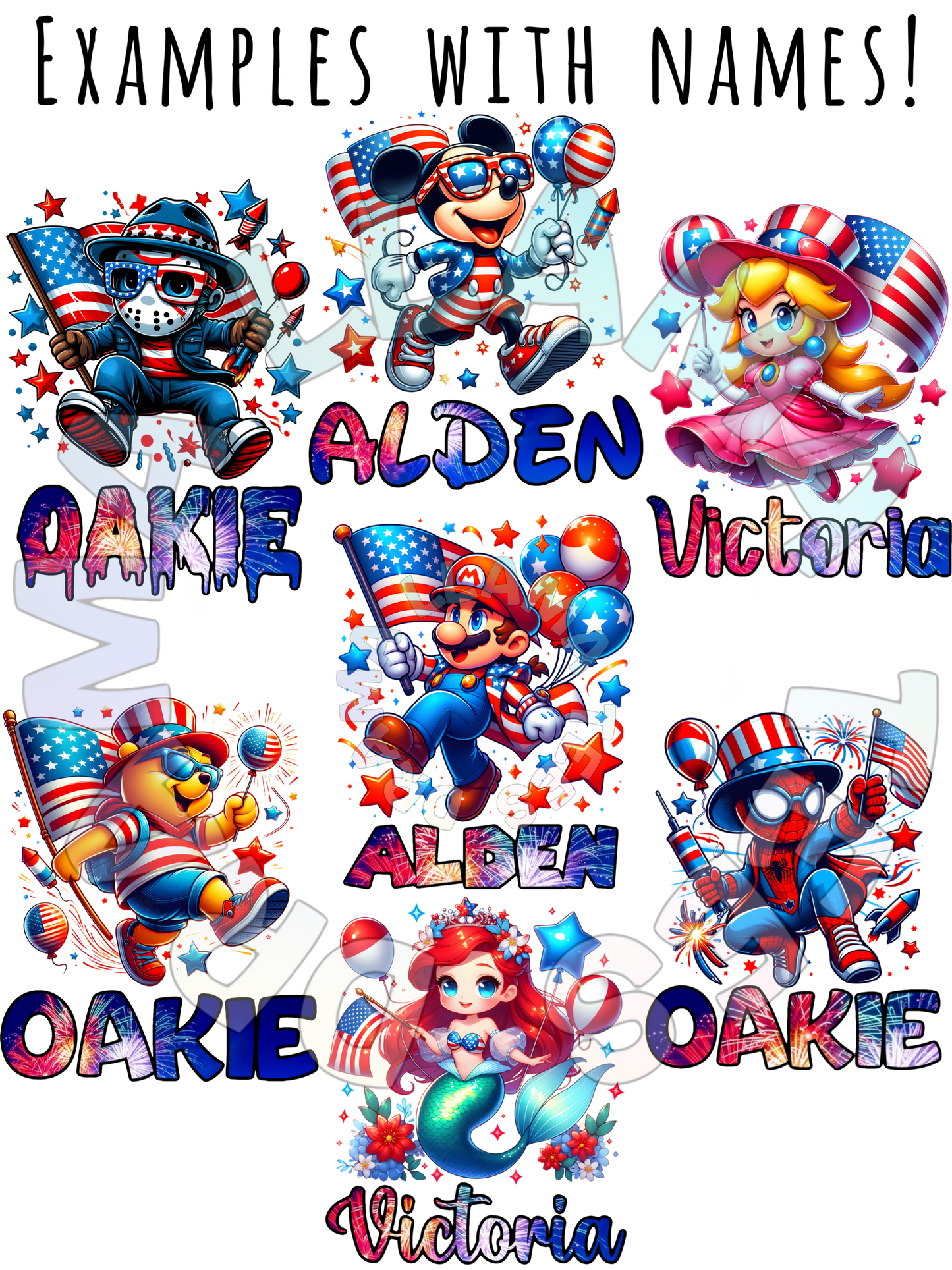 Fourth of July Character Tees *multiple color and pattern options*