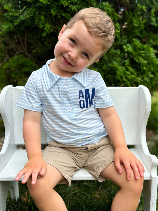 Personalized Light Blue Stripe Polo