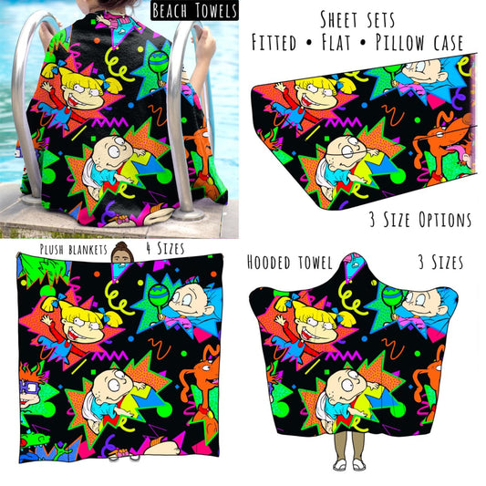 90s Babies Splatter Personalized Items ~ Sheets, Pillowcases, Blankets, Towels ~