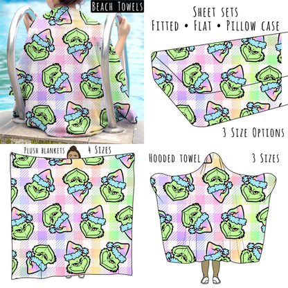 Cotton Candy Mean Christmas Guy Personalized Items ~ Sheets, Pillowcases, Blankets, Towels ~