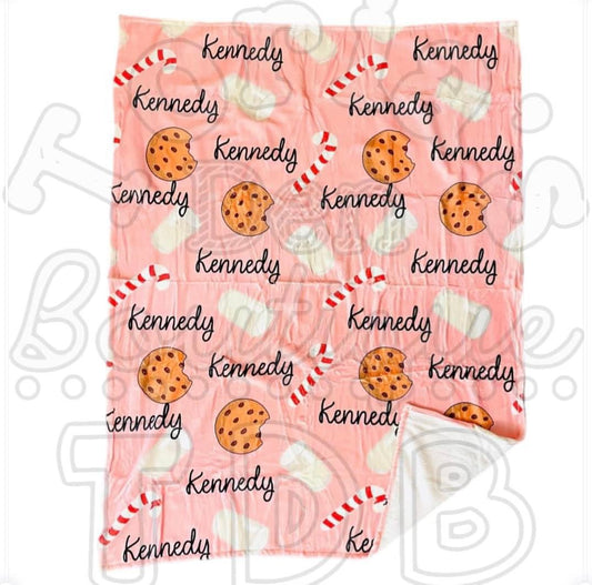 Name Cookies and Milk Pink - Personalized Items ~ Sheets, Pillowcases, Blankets, Towels ~
