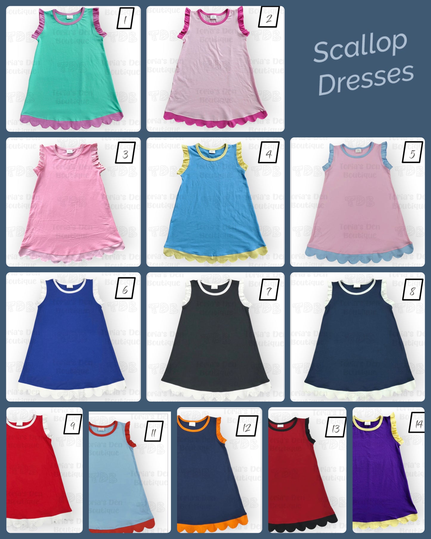 Scalloped Dresses | With or Without Personalization (Put Color Number in Note Box)