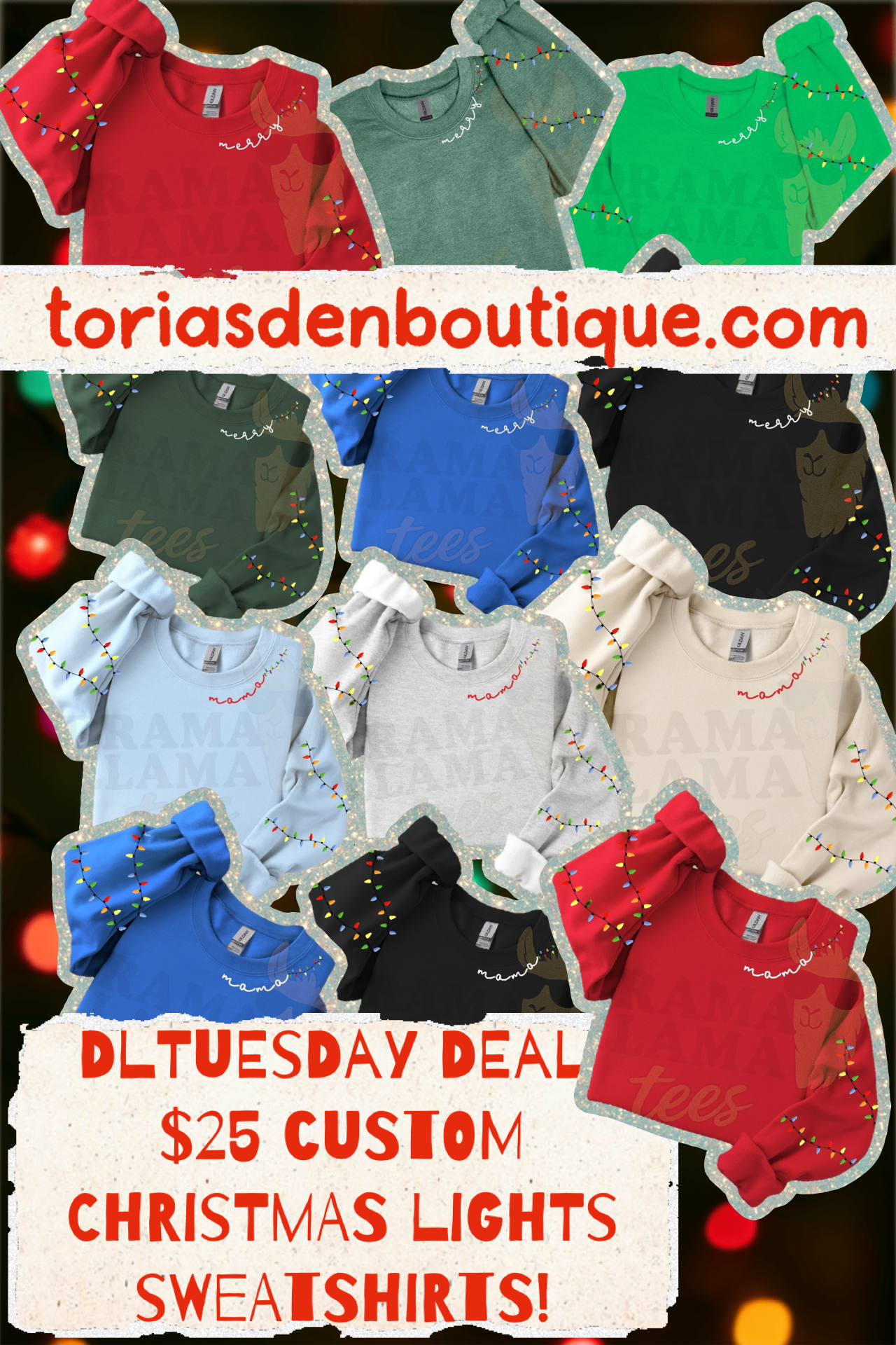 Customizable Christmas Lights Sweatshirts: Original Design