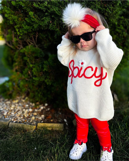 Oversized Hand Embroidered Thick Knit Sweaters