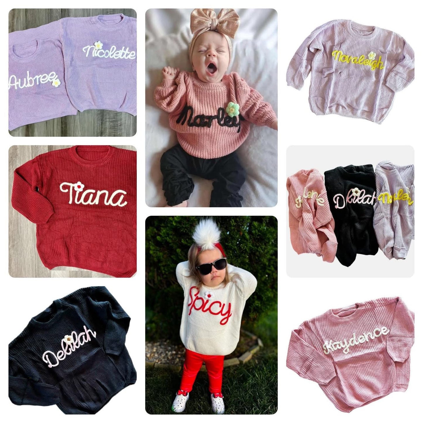 Oversized Hand Embroidered Thick Knit Sweaters