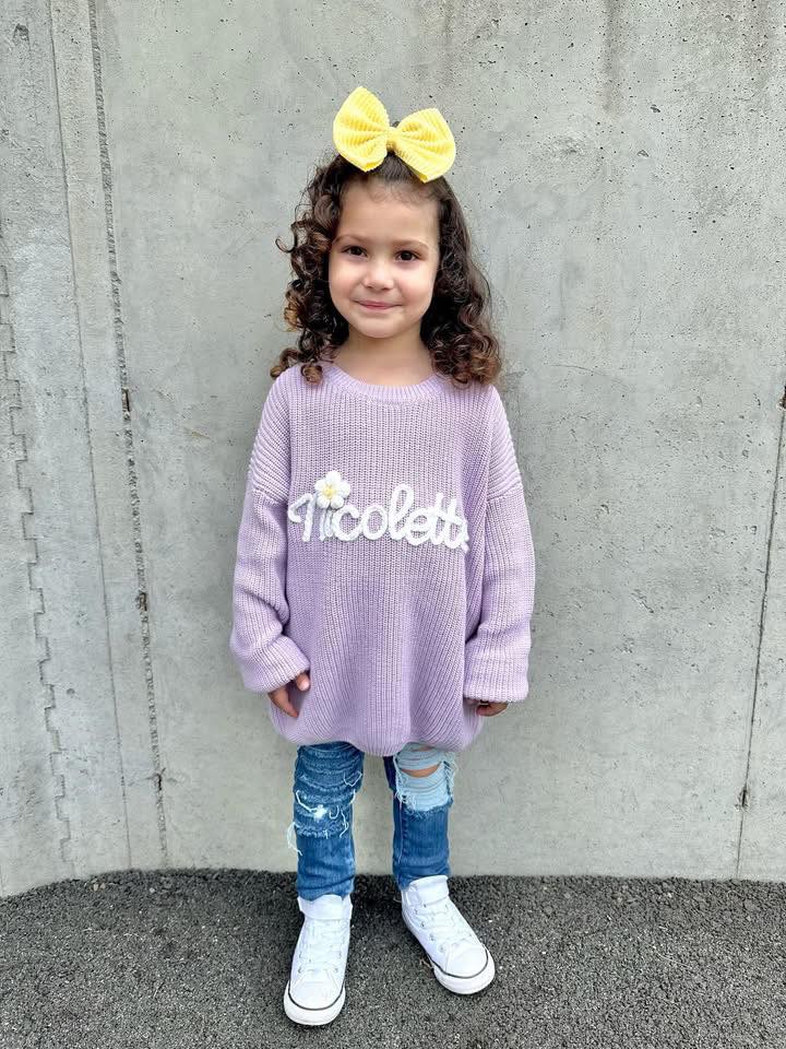 Oversized Hand Embroidered Thick Knit Sweaters