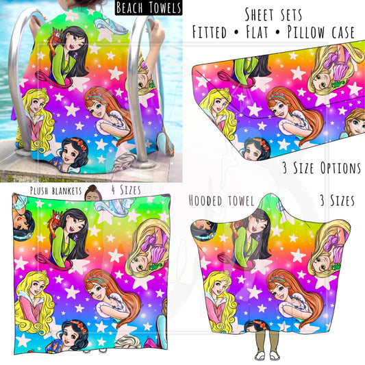 Rainbow Royalty Personalized Items ~ Sheets, Pillowcases, Blankets, Towels ~