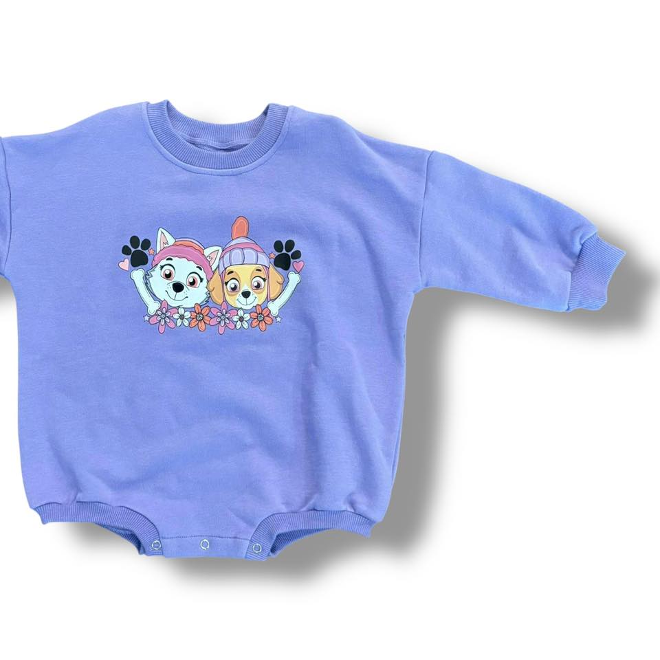 3T Winter Pups Sweatshirt Romper- Ready to Ship!