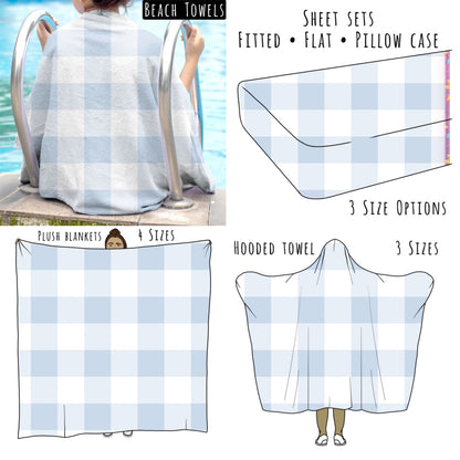 Blue Gingham Personalized Items ~ Sheets, Pillowcases, Blankets, Towels ~