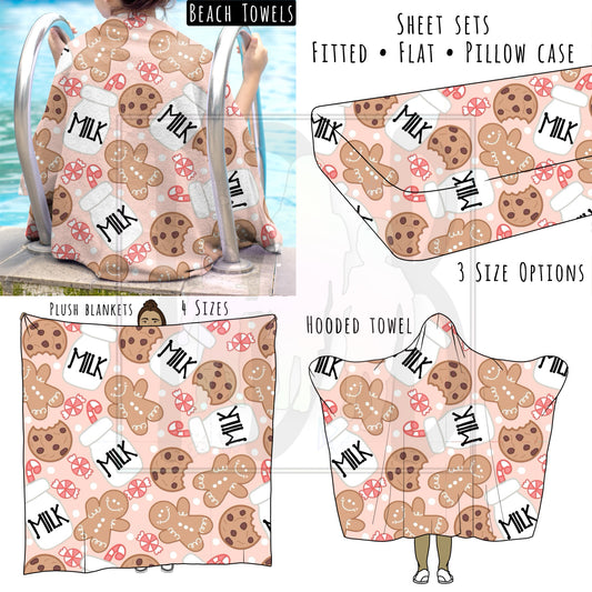 Pink Cookies and Milk 2021 Personalized Items ~ Sheets, Pillowcases, Blankets, Towels ~
