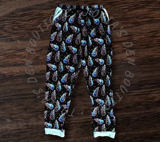 Adult Medium (Large), XL (2XL- 2) Colorful Snowman Lounge Pants- Ready to Ship!