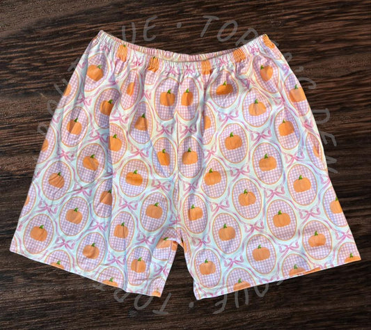 Adult Small (fits like medium) Pumpkin Plaid Lounge Shorts- Ready to Ship!