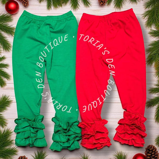 3T, 4T, 5-6 (2) RED TDB Ruffle Icing Leggings- Ready to Ship!