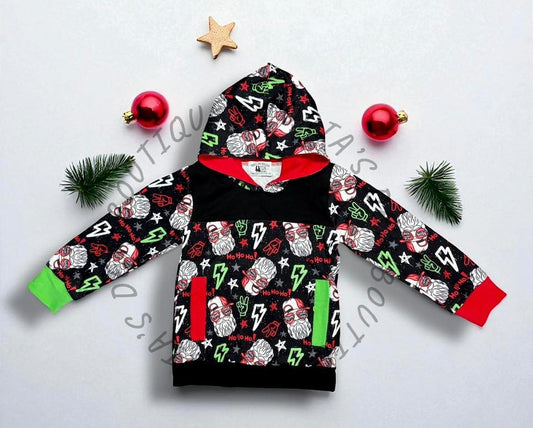 5-6, 6-7 (2) Rockin' Santa Pocket Hoodie- Ready to Ship!