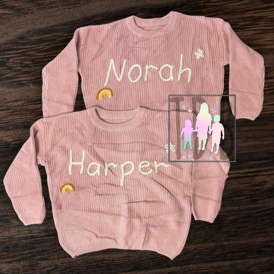 0-3 to size 7 Oversized Hand Embroidered Thick Knit Sweaters Pre-Orders