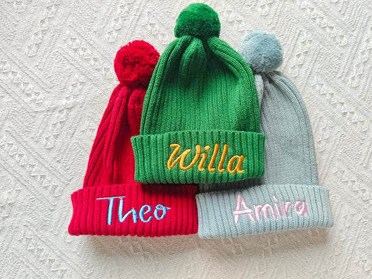 Embroidered Pom Beanies Pre-Order