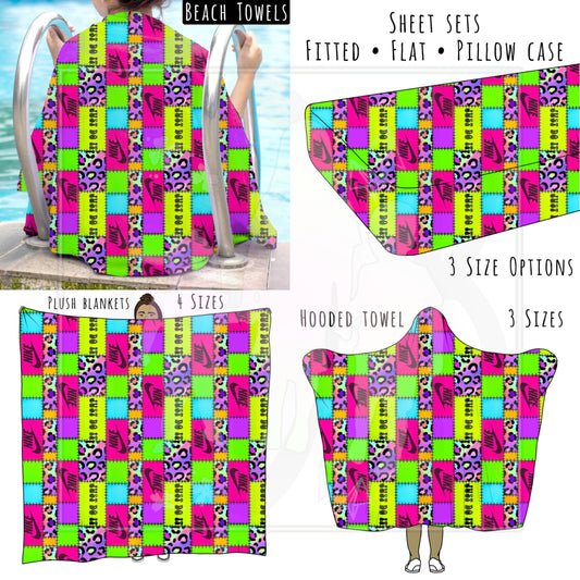 Neon Animal Print Sport Personalized Items ~ Sheets, Pillowcases, Blankets, Towels ~