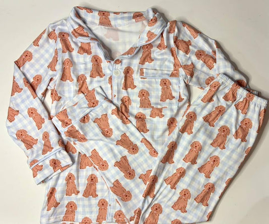 3T 5-6 10-12 Puppy Plaid Button PJs *Ready to Ship!*
