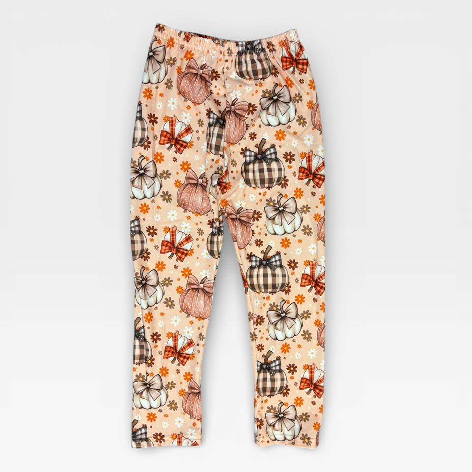 3T 4T (2) 5-6 (2) Pumpkin Plaid Floral Exclusive Leggings *Ready to Ship!*