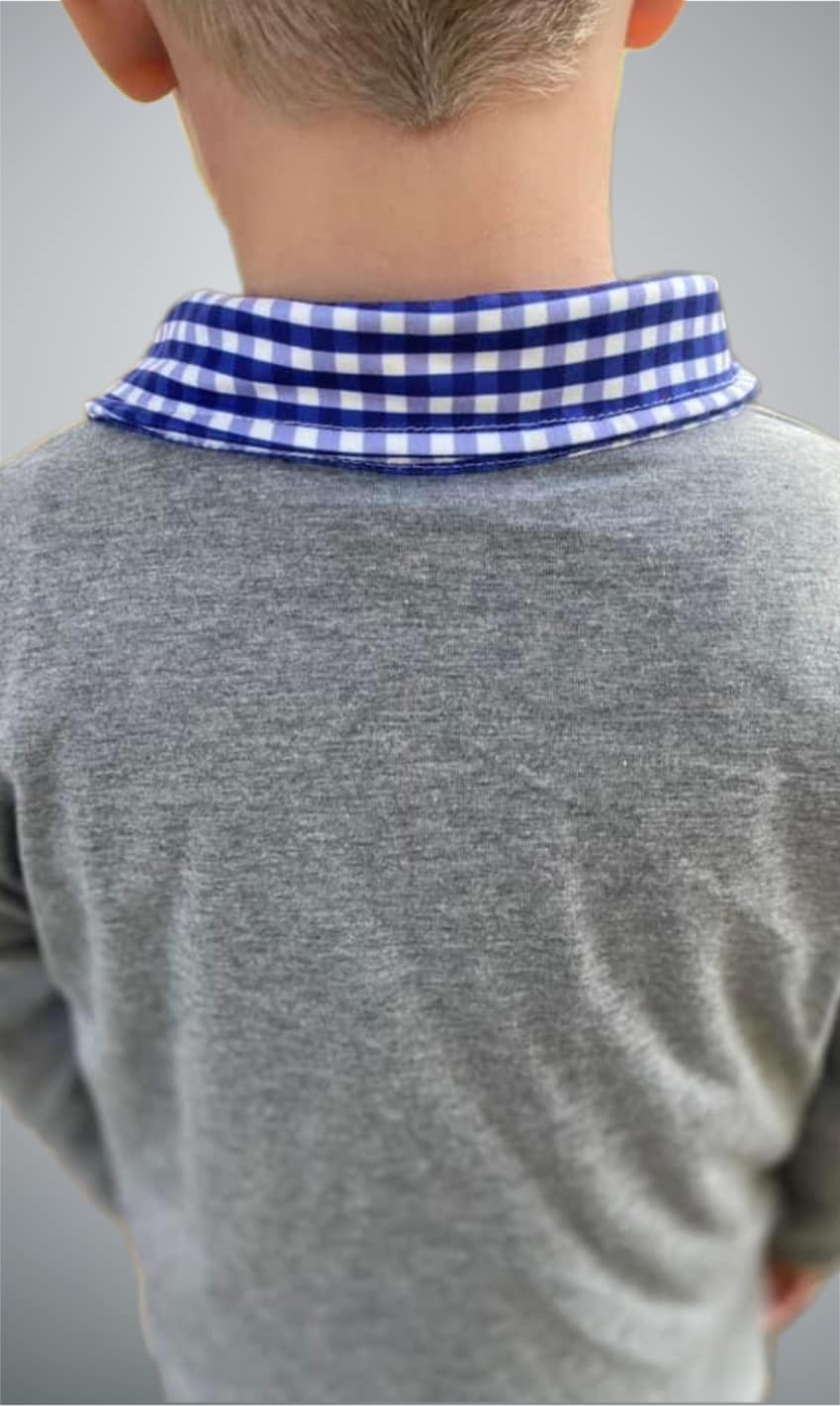 ᴡᴇᴇᴋʟʏ ᴘʀᴇ ᴏʀᴅᴇʀ Pullover- Grey with Blue Plaid Quarter Zip
