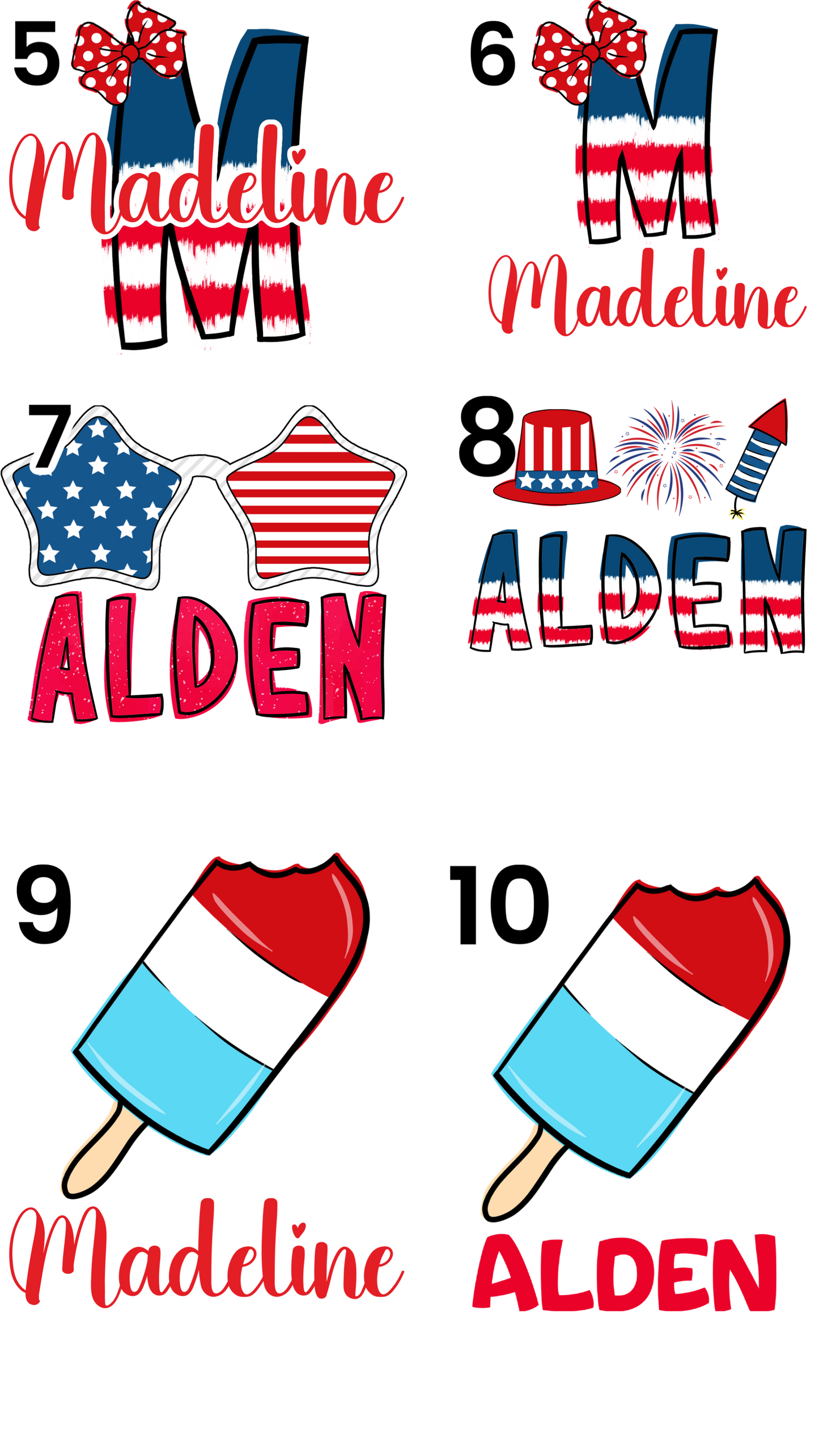 Fourth of July Designs *multiple color and pattern options*