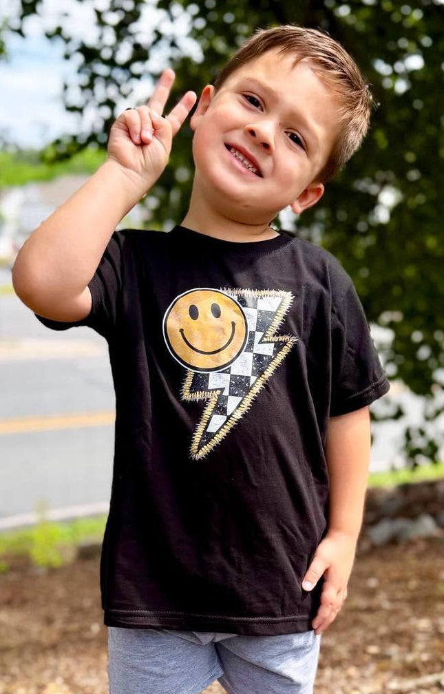 Size 5-6 Lightning Bolt Smiley DLT Custom Tee *Ready to Ship!*