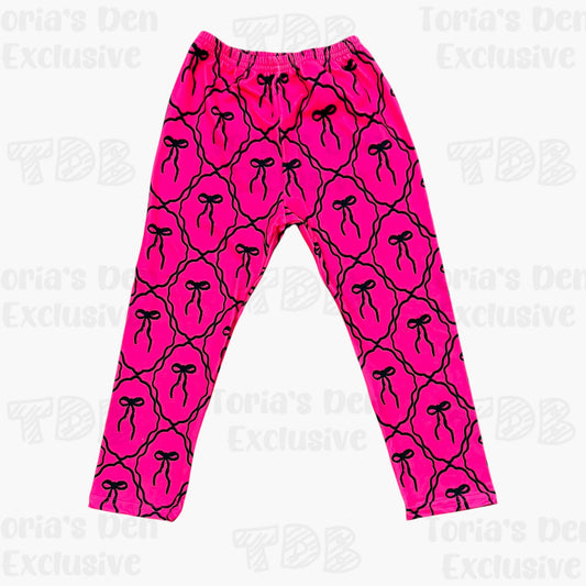 3T (2) 4T 5-6 7-8 (3) 18-20Pink Leggings with Black Bows TDB Exclusive UNRELEASED *Ready to Ship!*