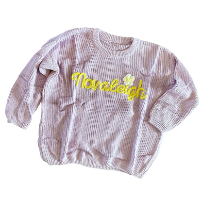 Oversized Hand Embroidered Thick Knit Sweaters