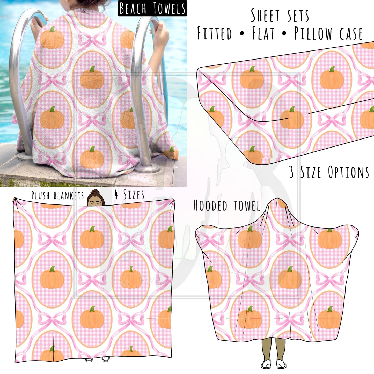 Pumpkin Plaid Personalized Items ~ Sheets, Pillowcases, Blankets, Towels ~