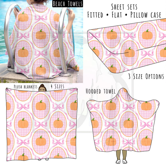 Pumpkin Plaid Personalized Items ~ Sheets, Pillowcases, Blankets, Towels ~