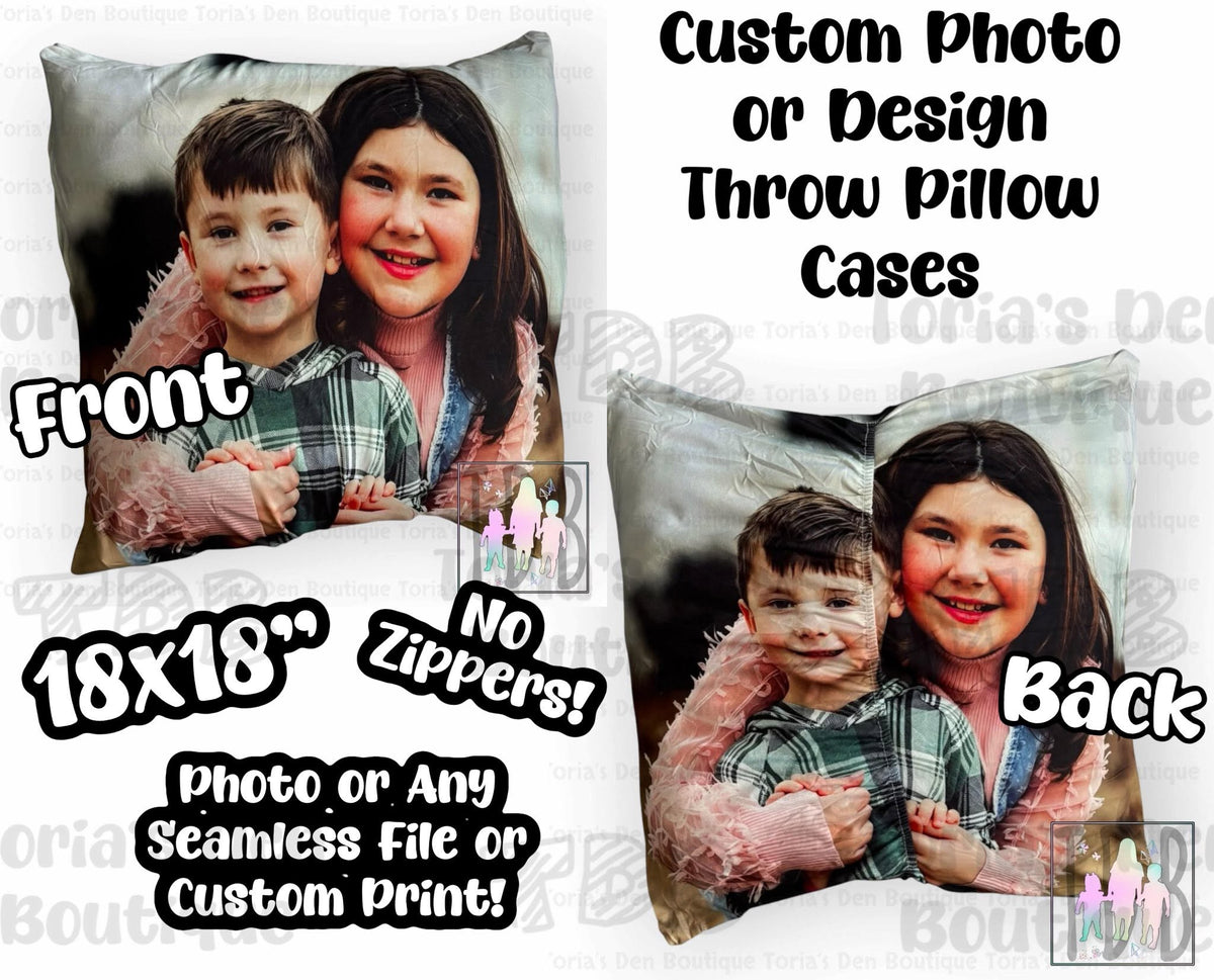 Photo Throw Pillow Cases 18x18" | Bundle & Save! | Email Photos After Submitting Order