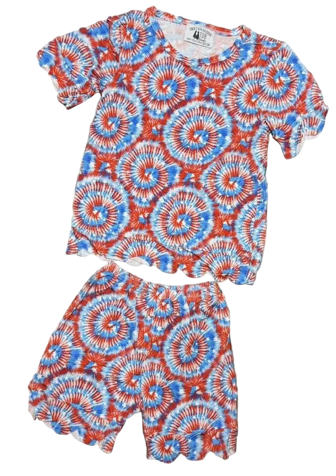 4T Bamboo RWB Tie Dye Scalloped Lounge Exclusive: Ready to Ship